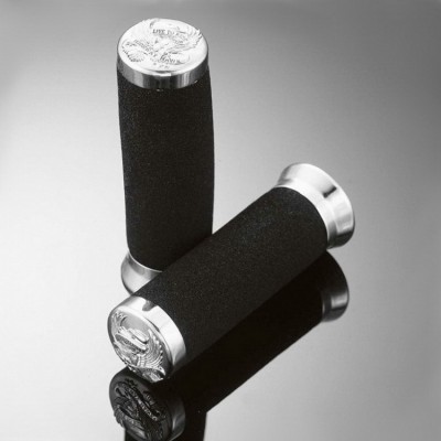 Pěnové gripy 22mm Highway Hawk FOAM EAGLE SPIRIT, černá/chrom (2ks)